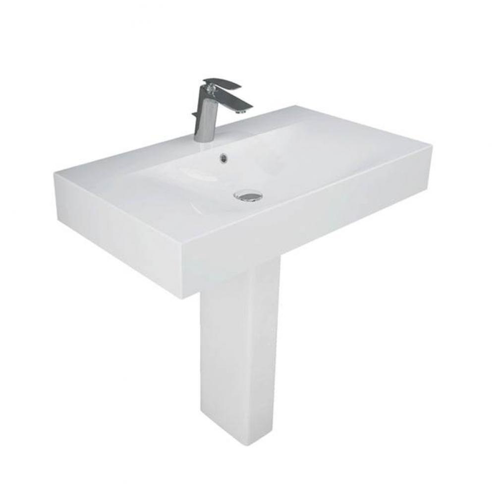 Des 610 Pedestal Lavatory 8'' Widespread, White