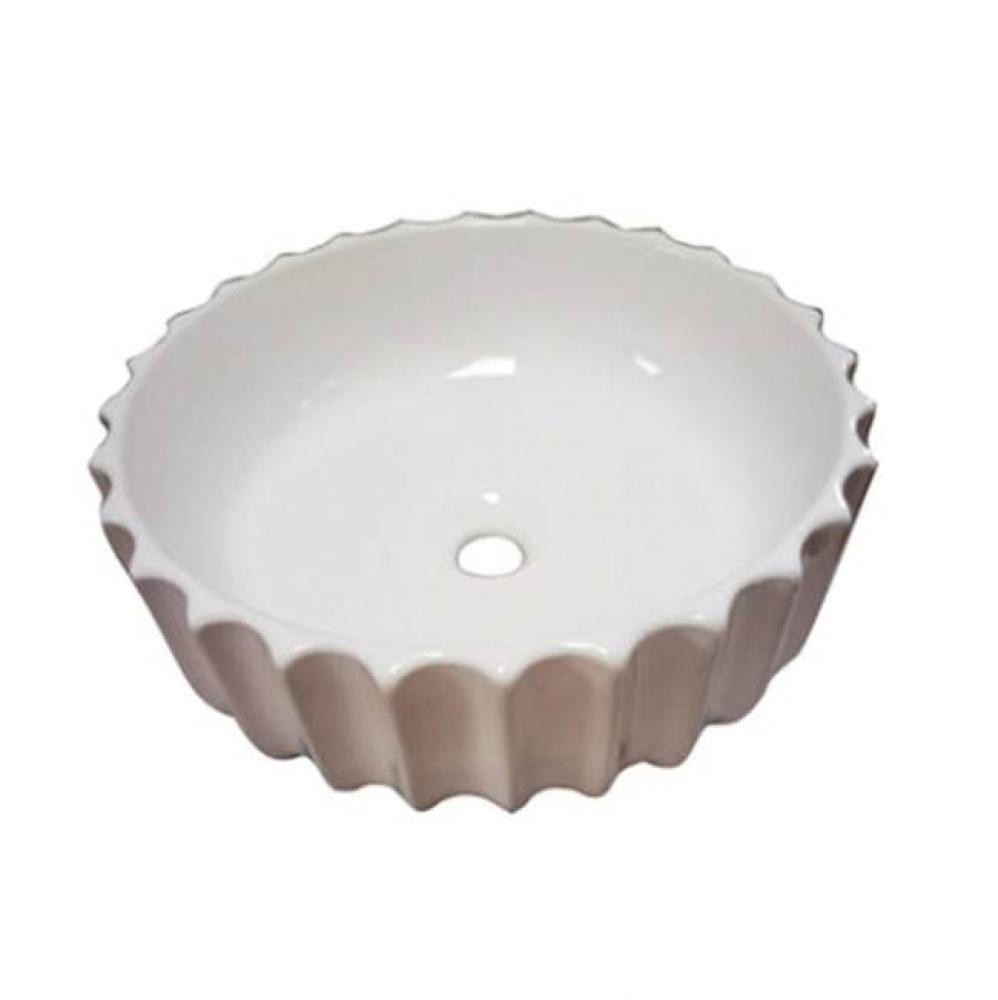 Antonette 16'' Circular Basin, Fluted Exterior, White