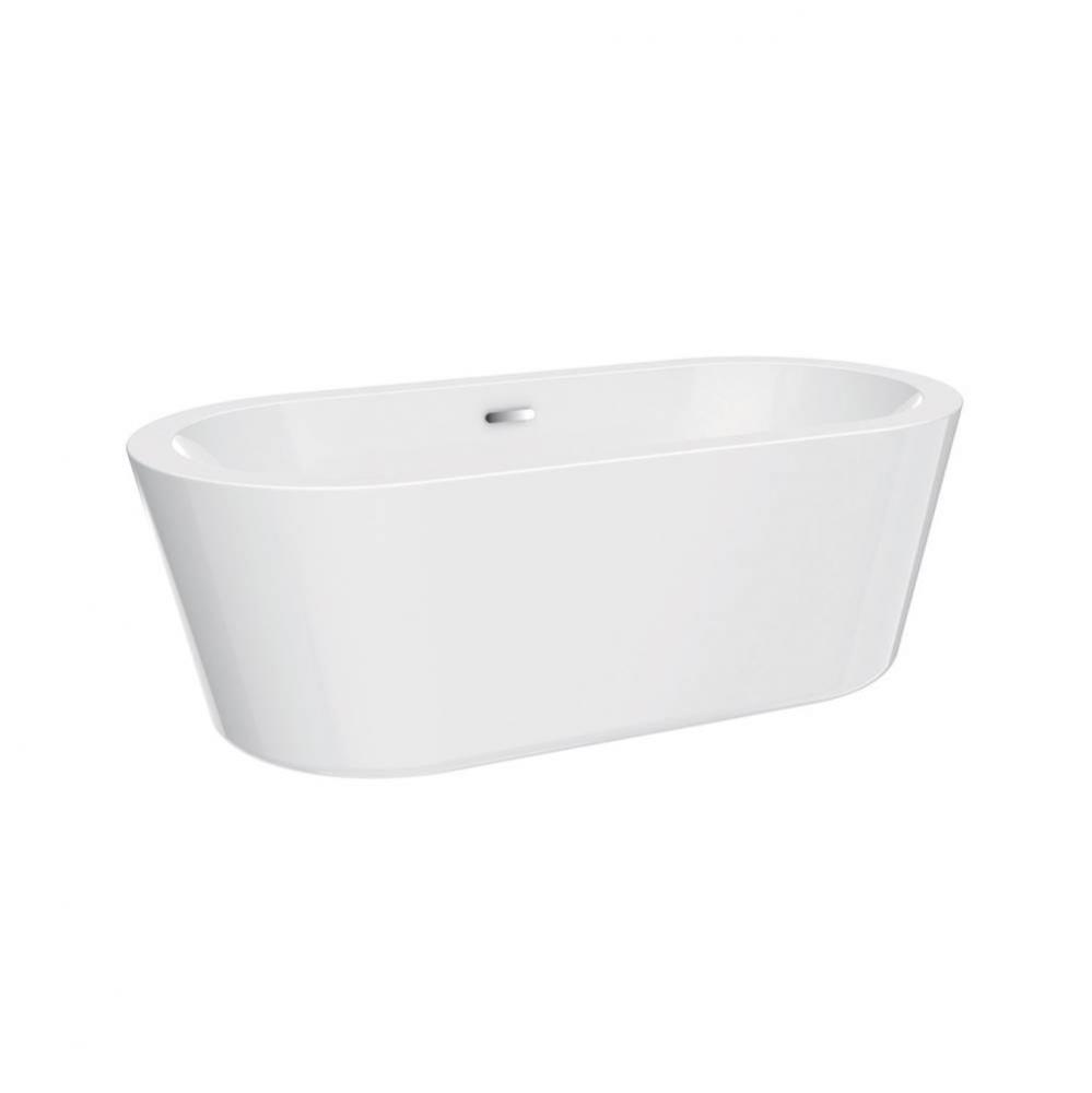 Saxton Acrylic Oval Tub 70'' WHW/OF and Drain Matt Black