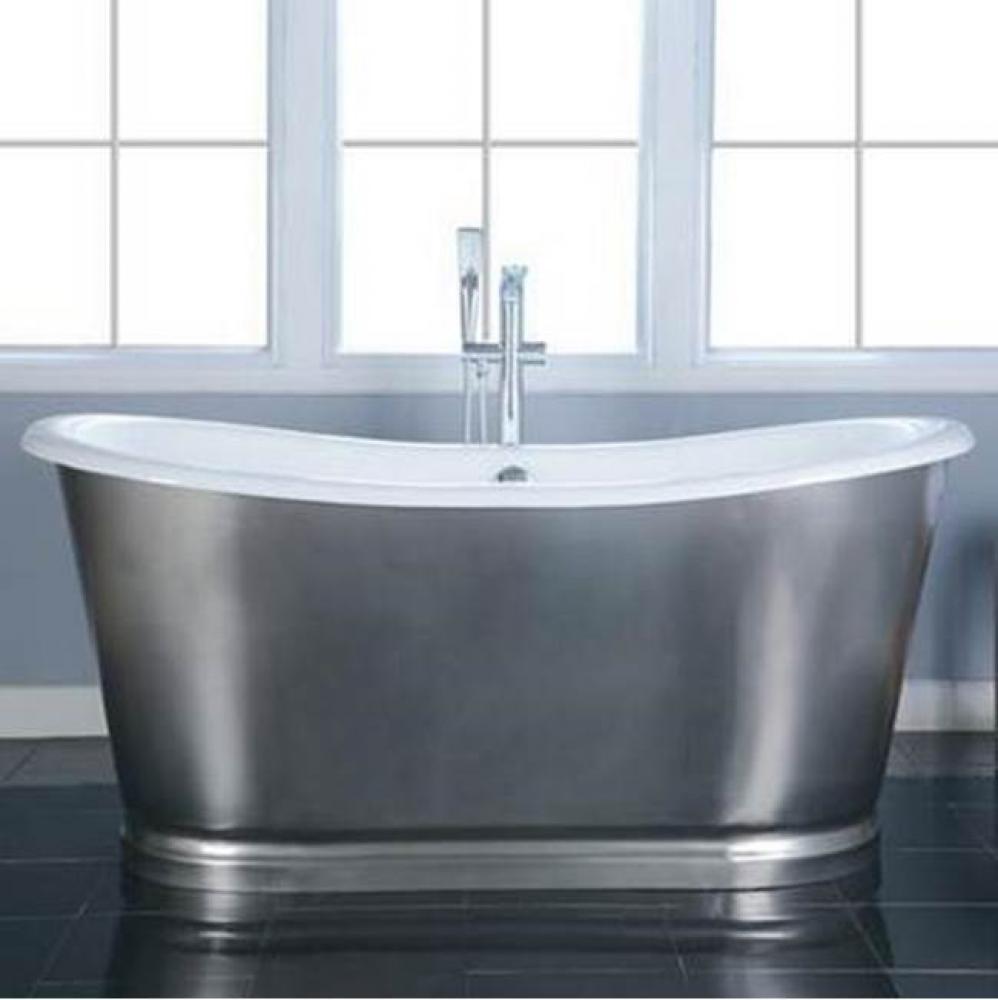 Josephine 66'' CI Bateau Tub,Brushed Stainless Steel Tub