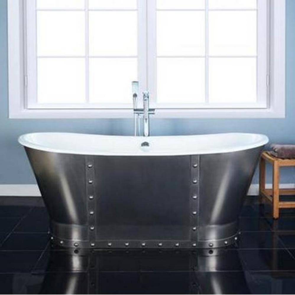 Anthony 67'' CI Bateau Tub,Brushed Stainless Steel Skirt