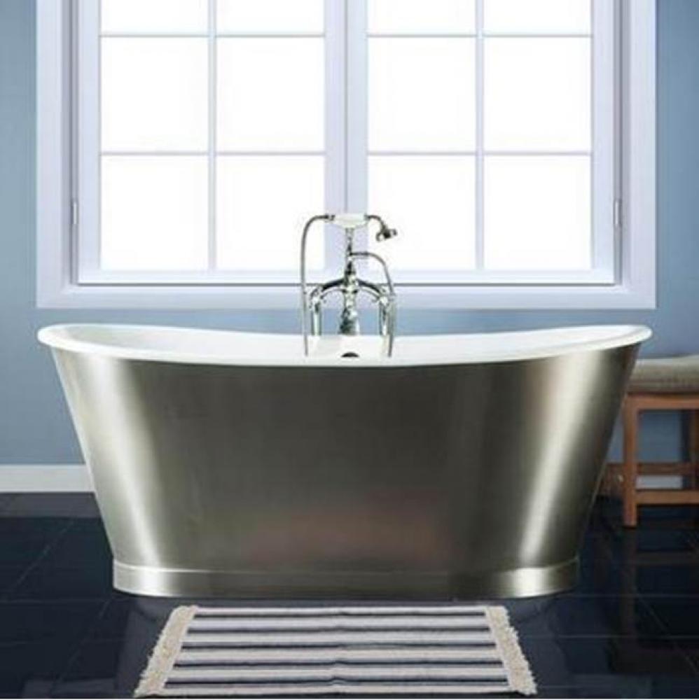 Latitia 67'' CI Bateau Tub,Brushed Stainless Steel Skirt