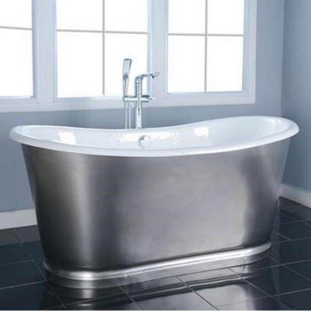 Laurent 72'' CI Bateau Tub,Brushed Stainless Steel Tub