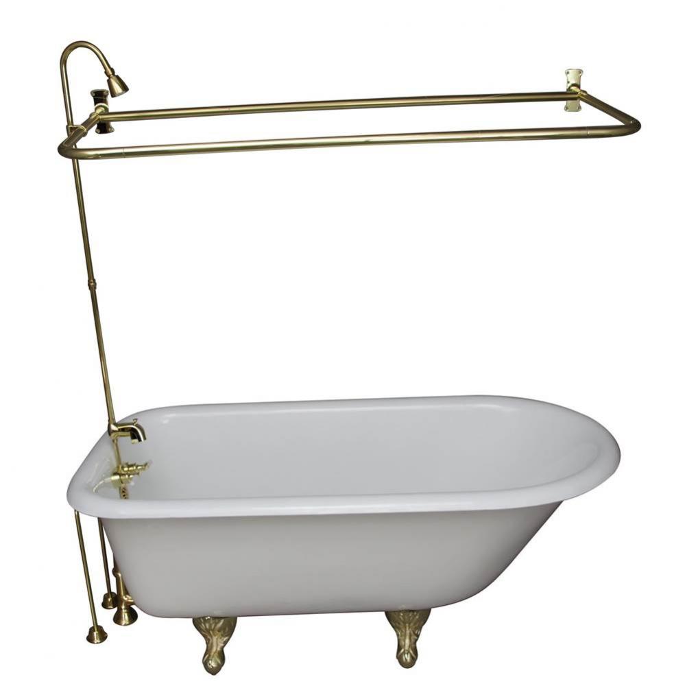 Tub Kit 60'' CI Roll Top,ShowerUnit, Supplies, Drain-PB