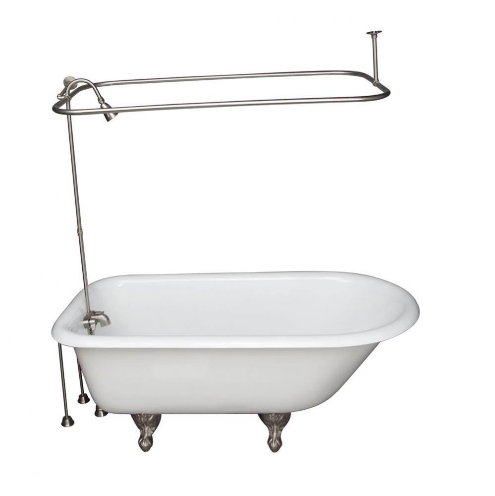 Tub Kit 67'' CI Roll Top,ShowerUnit, Supplies, Drain-BrNkl