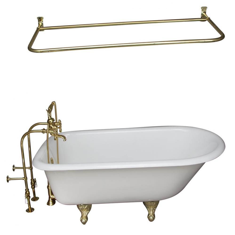 Tub Kit 55'',CI Roll Top,FillerShower Rod, Supplies, Drain-PB