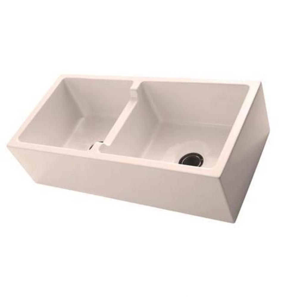 Mina 39'' Double Bowl  Low-Divide Farmer Sink, Bisque