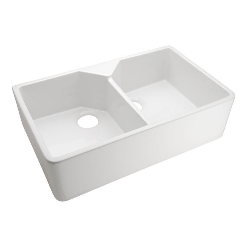 Jolie 31.5'' Double Bowl FarmerSink, No hole,  White