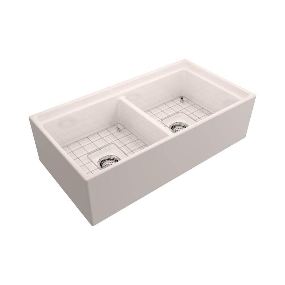 Maxwel 36'' Fireclay Double BowFarmer Sink for accessories,BQ