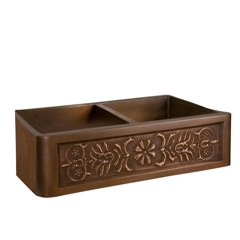 Sicily 36'' Embossed Dbl BwlCopper Farmer Sink-SAC