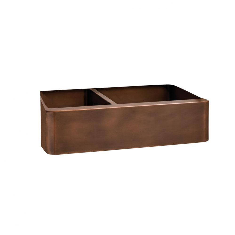 Otero 33'' Smooth Offset DblBwl Farmer Copper Sink-SAC