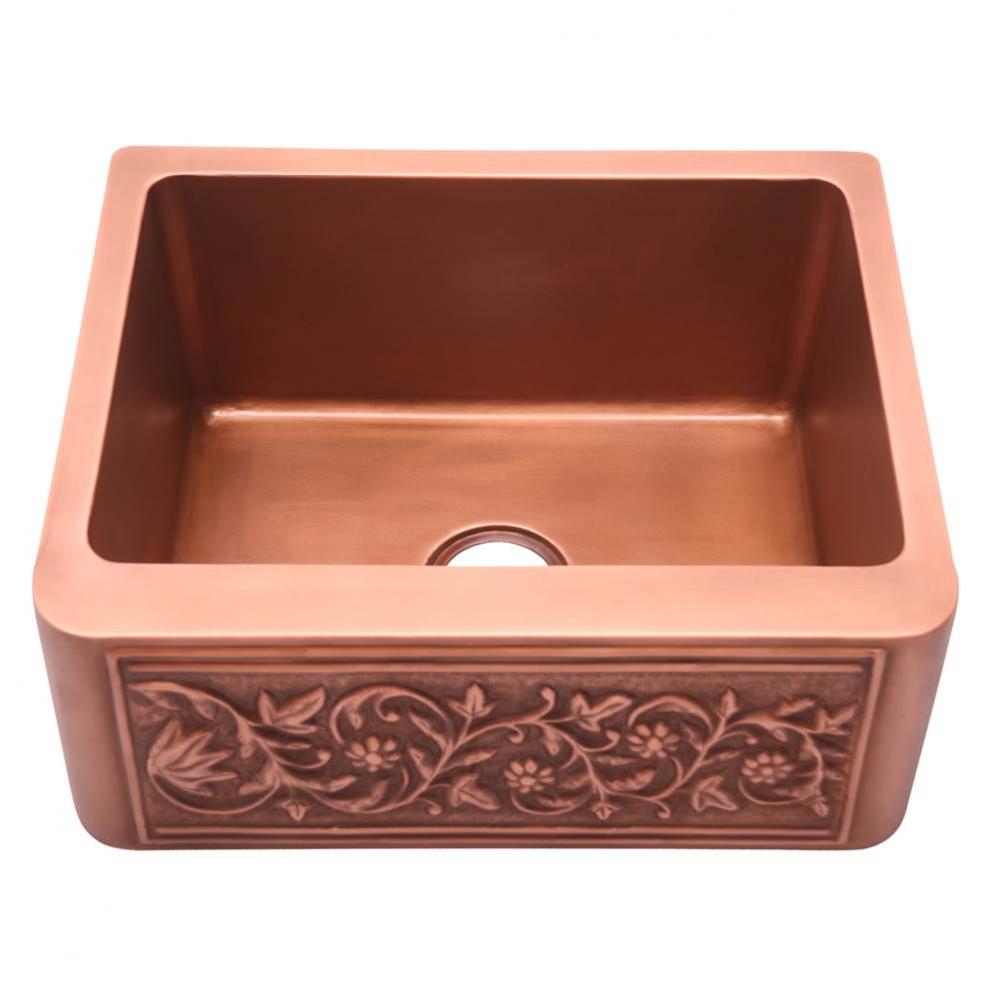 Cilantro 25'' Embossed Single Bwl Copper Apron Front Sink-SAC