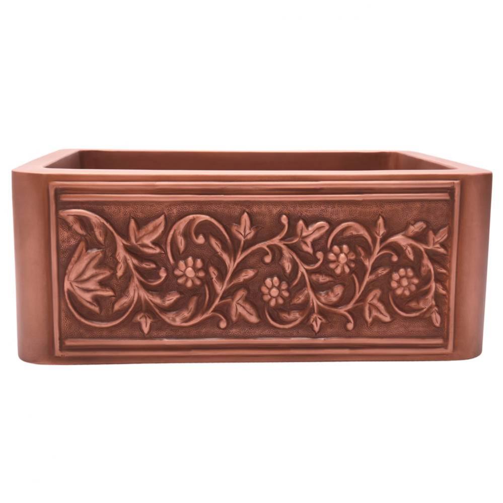 Cilantro 30'' Embossed SingleBwl Copper Farmer Sink-SAC