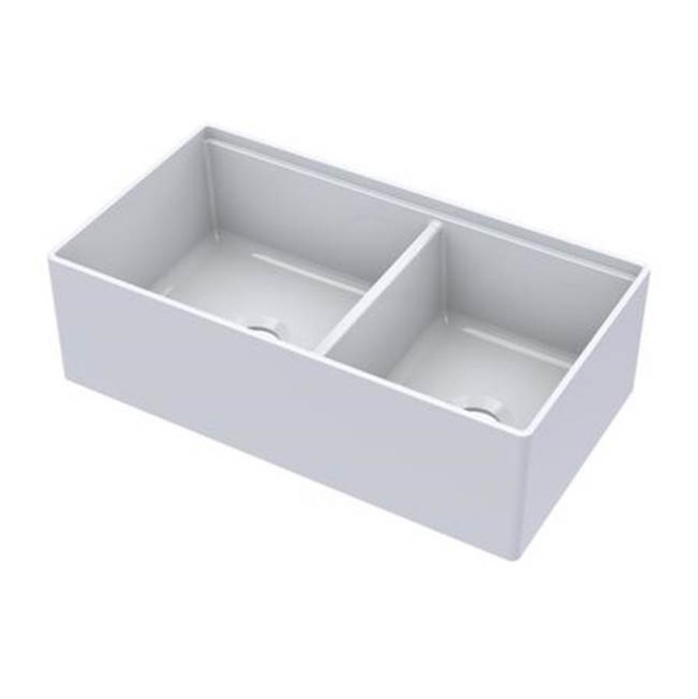 Maxwel 33'' Double Bowl Sinkw/Ledge,Plain Front,White