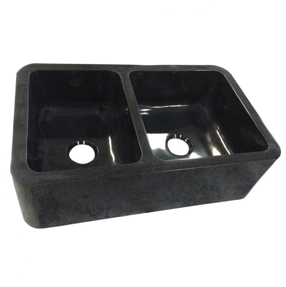 Aubrey 36'' Polished GraniteOffset Dbl Bwl FarmerSink GPBL