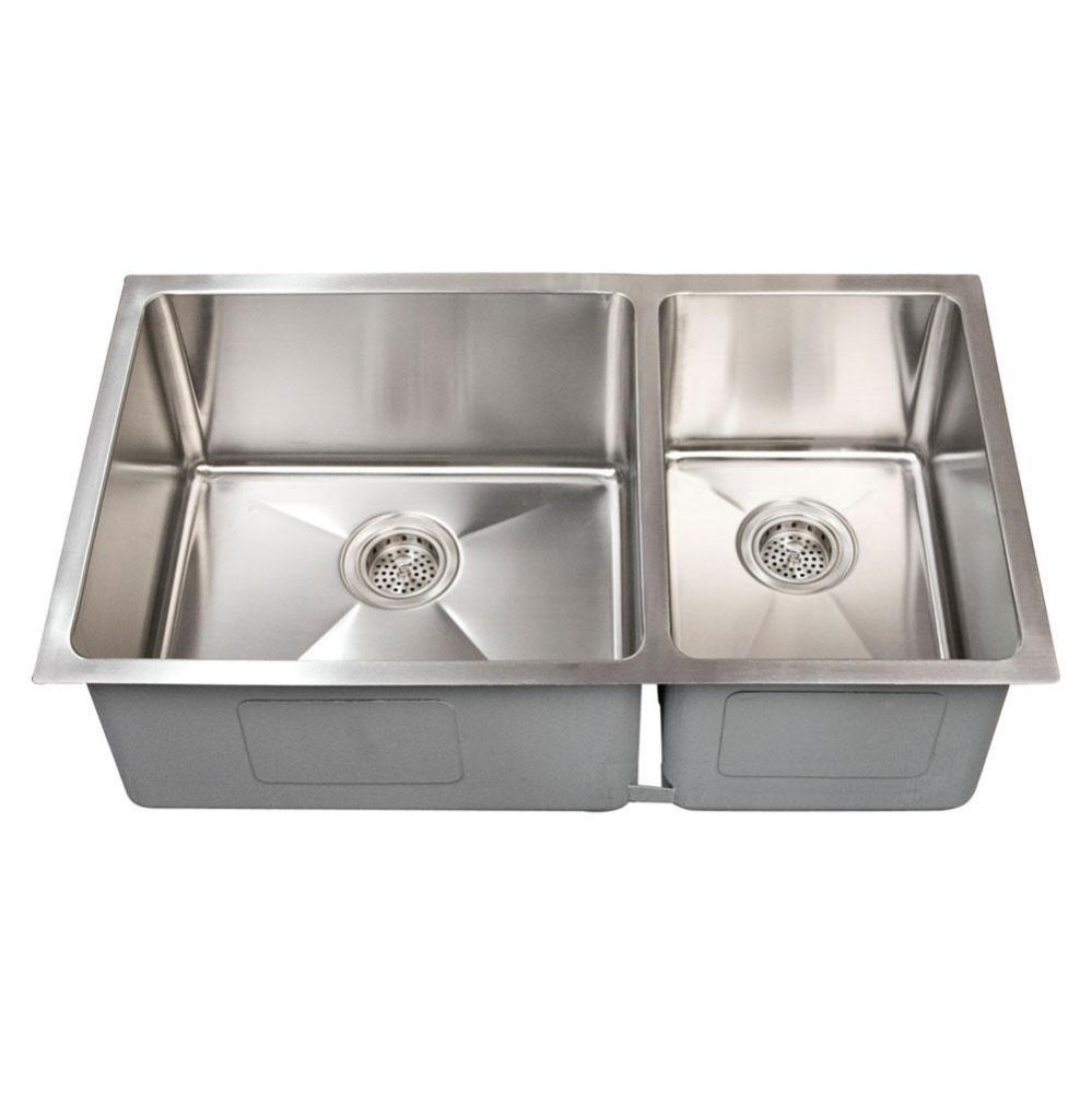 Guilio 32'' SS 60/40 OffsetDbl Bowl Undermount Sink