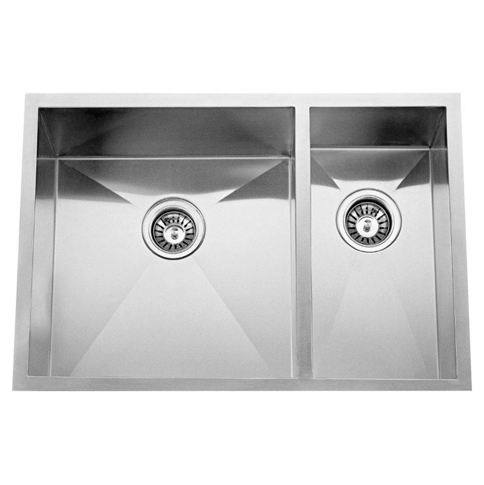 Kelsey 33'' SS 70/30 DoubleBowl Undermount Sink