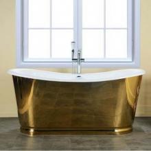 Barclay CTBATN66-10GD - Cleopatra 66'' Cast Iron Bateau Tub, Gold SS Skirt