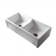 Barclay FSDB1552-WH - Myron DBL Bowl Fire Clay 39''Farmer Sink, White