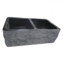 Barclay FSGDB4526-GPBL - Bowdon 33'' Granite Dbl BowlFarmer Sink,Chiseled Frnt GPBL