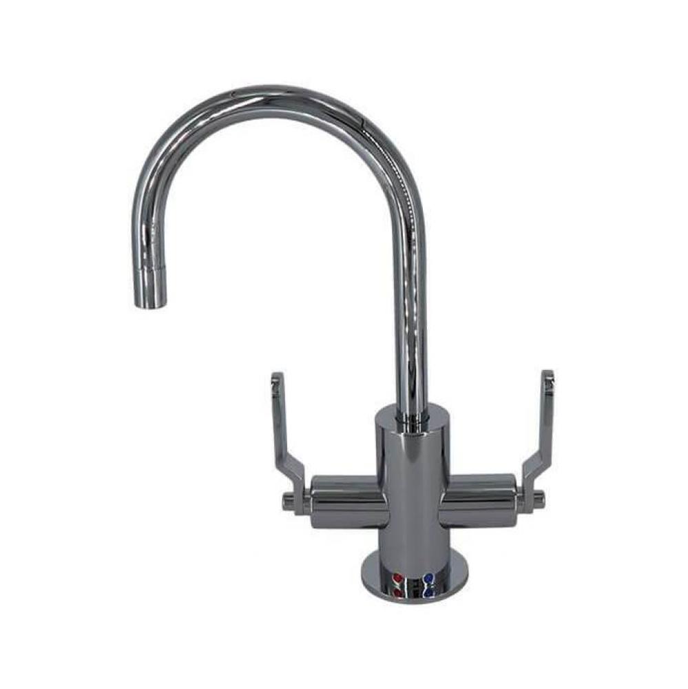 Hot & Cold Water Faucet with Contemporary Round Body & Industrial Lever Handles