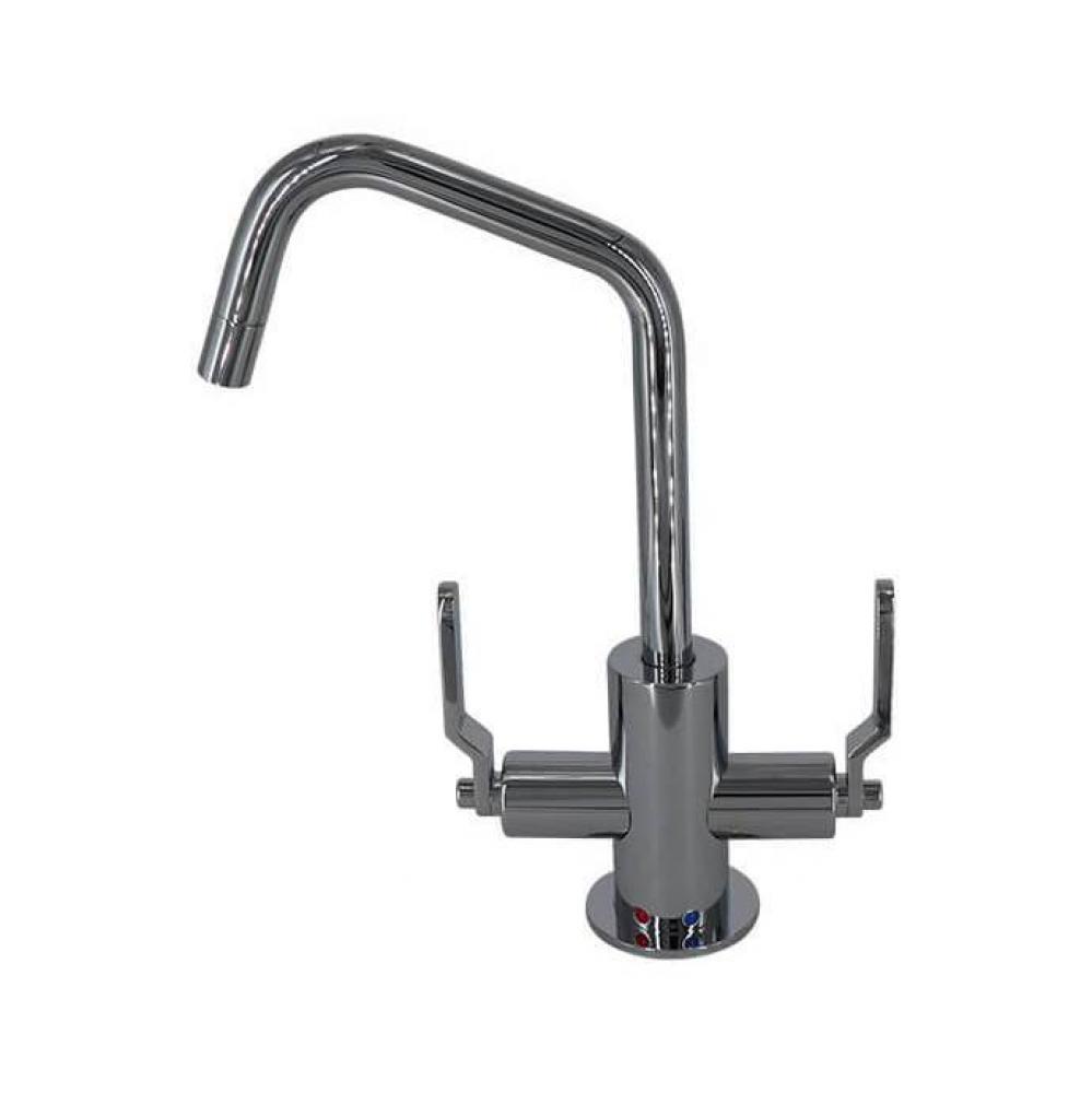 Hot & Cold Water Faucet with Contemporary Round Body & Industrial Lever Handles (120°