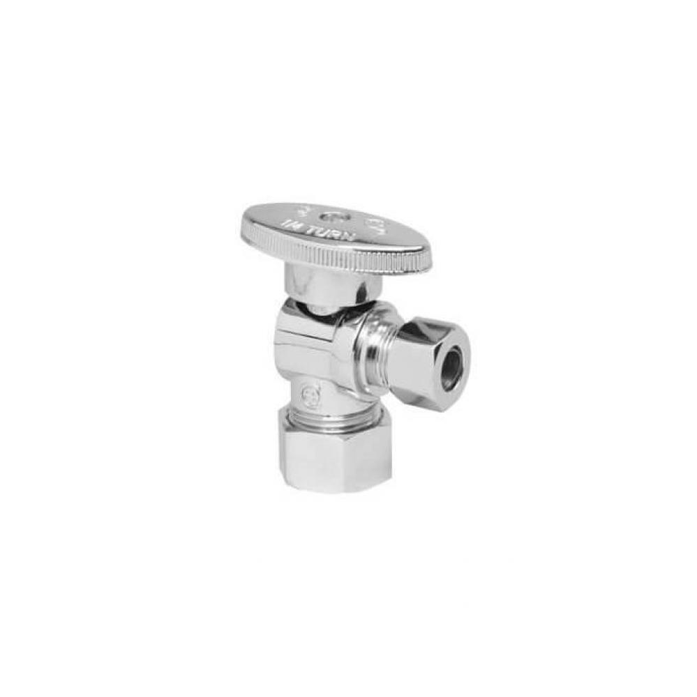 Brass Oval Handle with 1/4 Turn Ball Valve - Lead Free - Angle (1/2'' Compression)