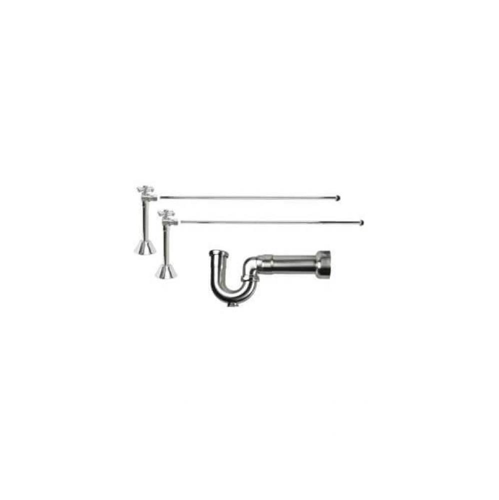 Lavatory Supply Kit - Brass Cross Handle with 1/4 Turn Ball Valve (MT629-NL) - Angle Sweat, Massac