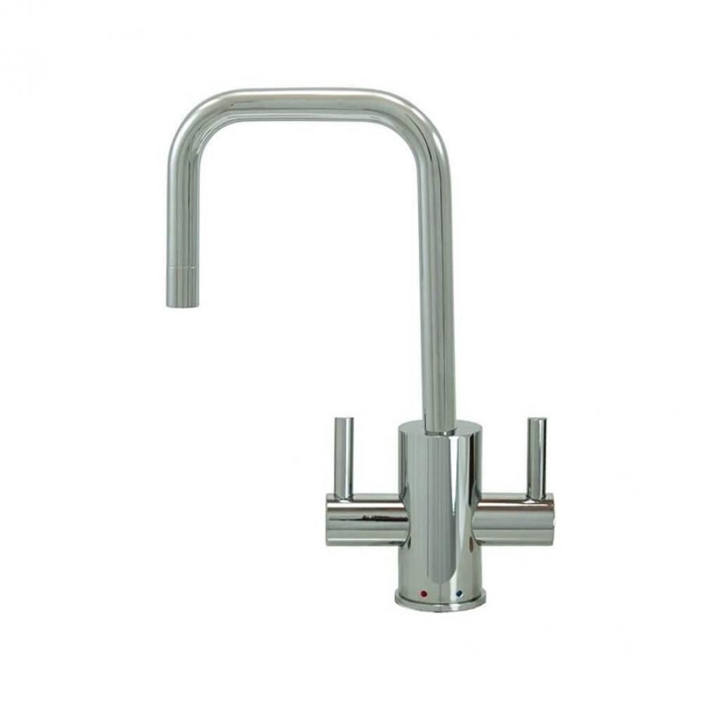 Hot & Cold Water Faucet with Contemporary Round Body & Handles (90° Spout)