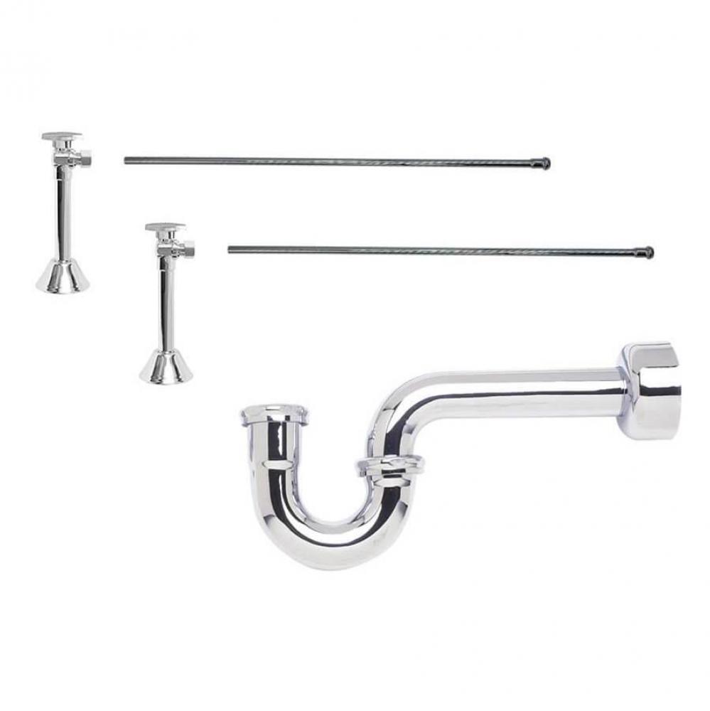 Lavatory Supply Kit - Brass Oval Handle with 1/4 Turn Ball Valve (MT316-NL) - Angle Sweat, P-Trap