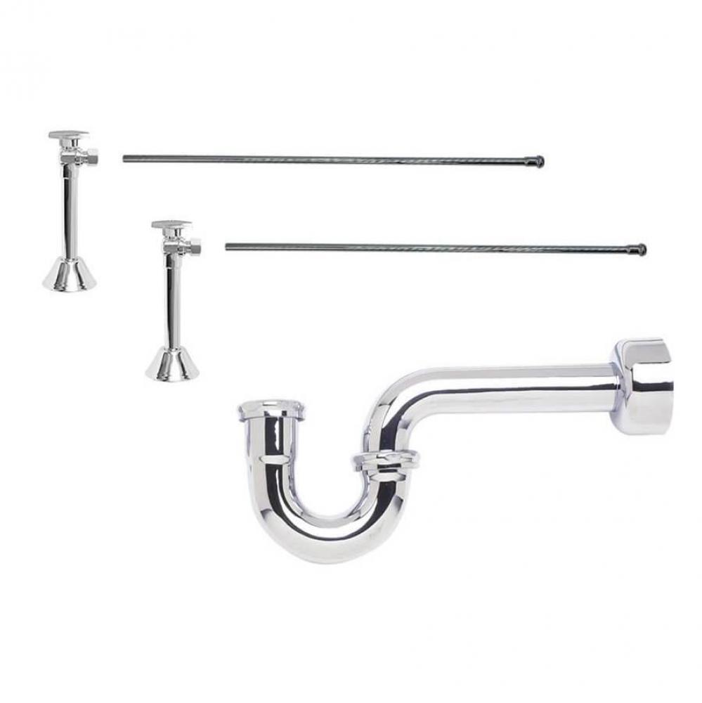 Lavatory Supply Kit - Brass Oval Handle with 1/4 Turn Ball Valve (MT316-NL) - Angle Sweat, P-Trap