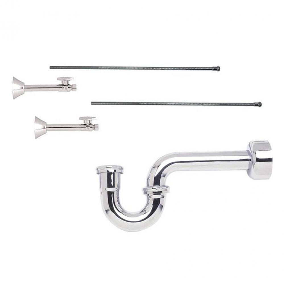 Lavatory Supply Kit - Brass Oval Handle with 1/4 Turn Ball Valve (MT317-NL) - Straight Sweat, P-Tr