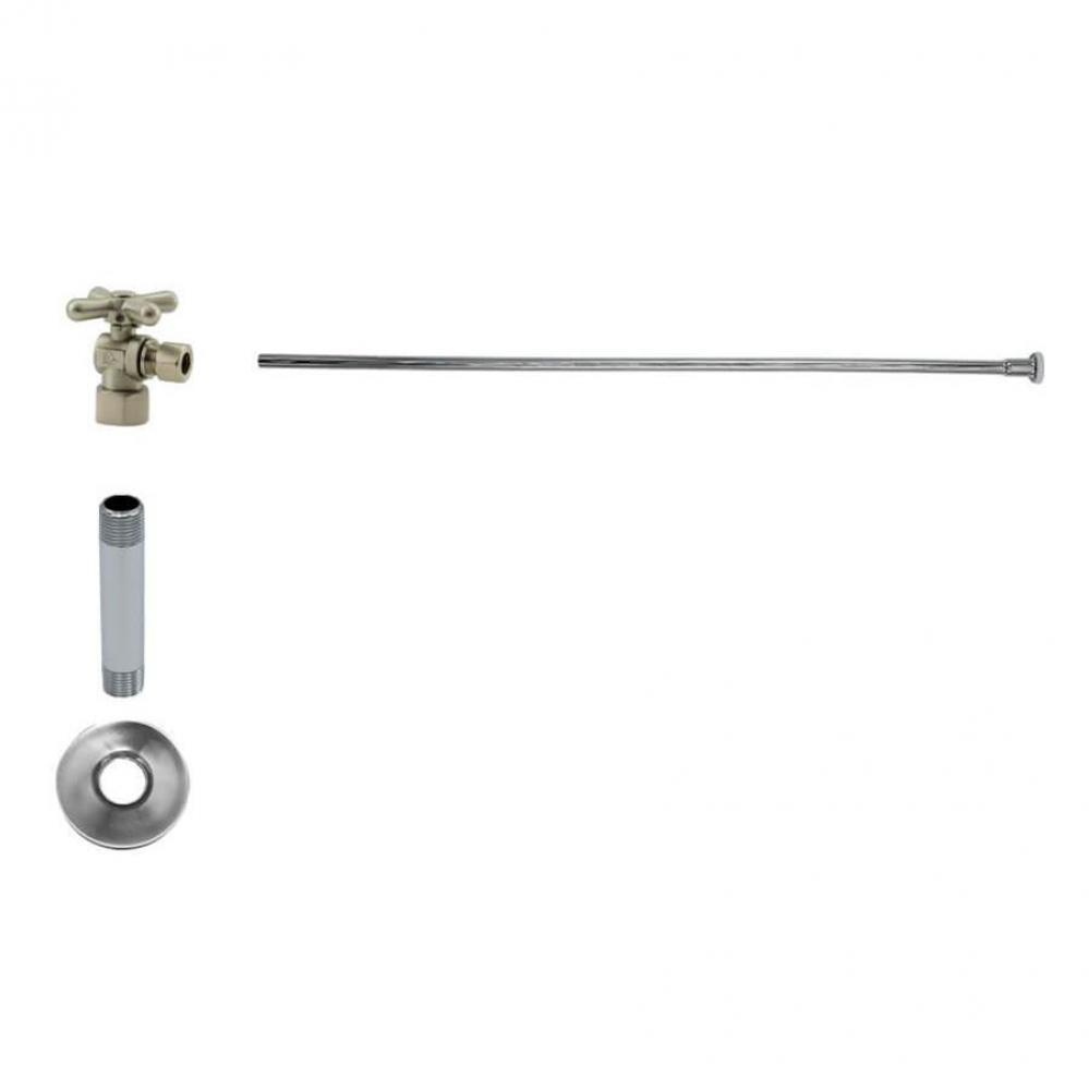 Toilet Supply Kit - Brass Cross Handle with 1/4 Turn Ball Valve (MT616-NL) - Angle, Flat Head Rise