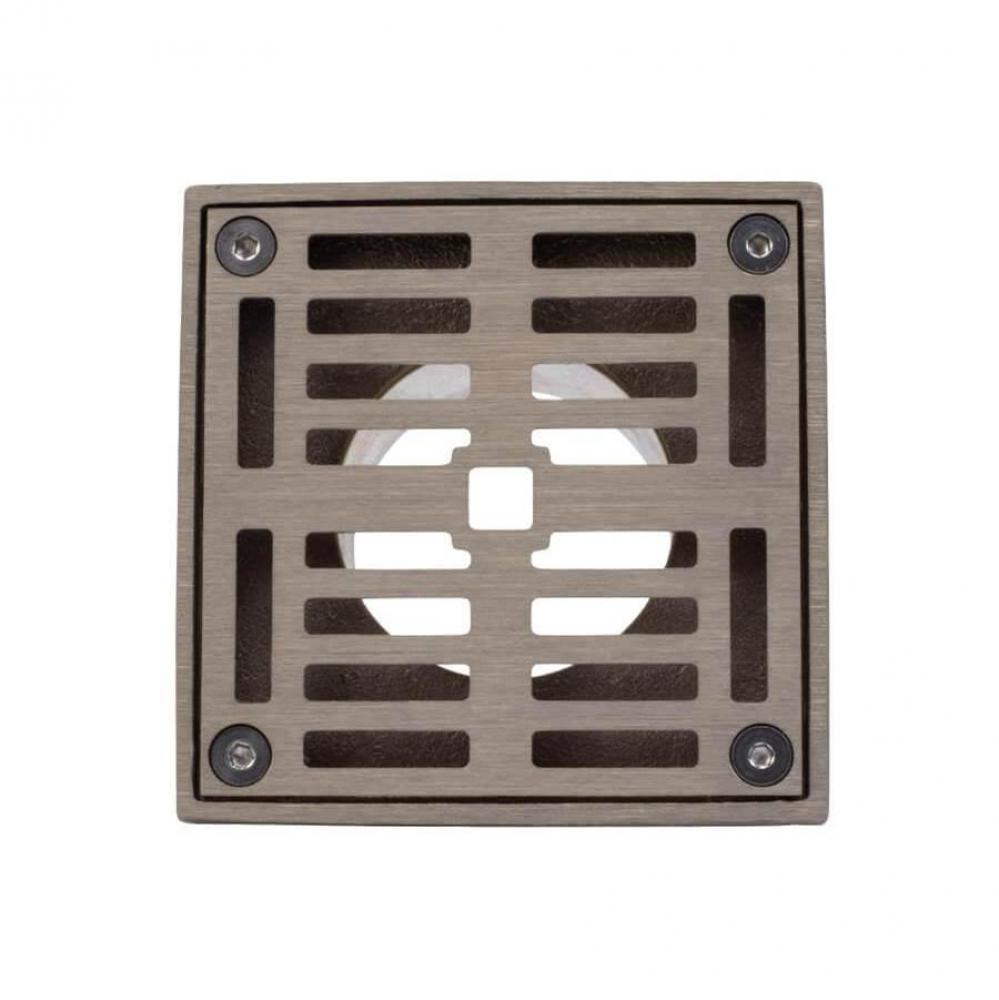 4'' Square Solid Brass Grid Shower Drain