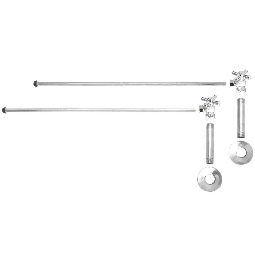 Lavatory Supply Kit - Brass Cross Handle with 1/4 Turn Ball Valve (MT616-NL) - Angle, No Trap