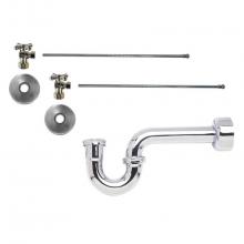 Mountain Plumbing MT4431X-NL/WCP - Lavatory Supply Kit - Brass Cross Handle with 1/4 Turn Ball Valve (MT621-NL) - Angle, P-Trap 1-1/4