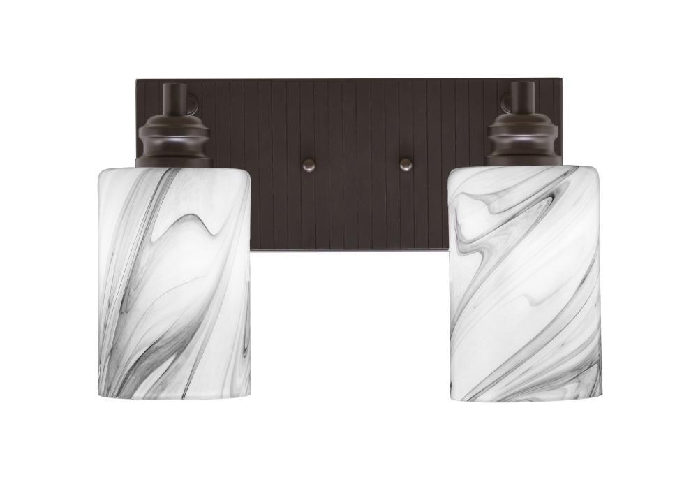 Edge 2 Light Bath Bar, Espresso Finish, 4" Onyx Swirl Glass