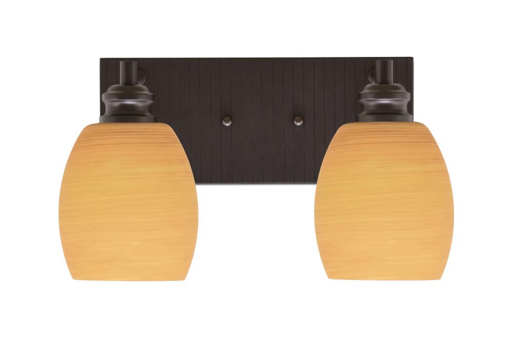 Edge 2 Light Bath Bar, Espresso Finish, 5" Cayenne Linen Glass