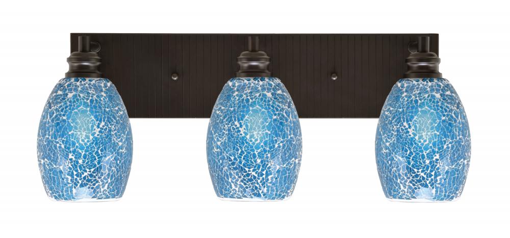 Edge 3 Light Bath Bar, Espresso Finish, 5" Turquoise Fusion Glass