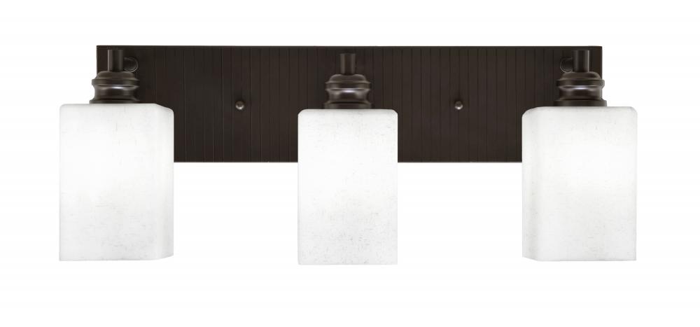 Edge 3 Light Bath Bar, Espresso Finish, 4" Square White Muslin Glass