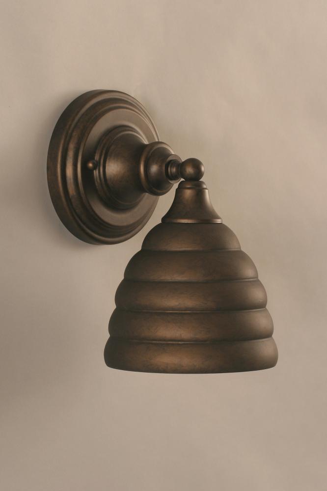 One Light Bronze Beehive Metal Shade Wall Light