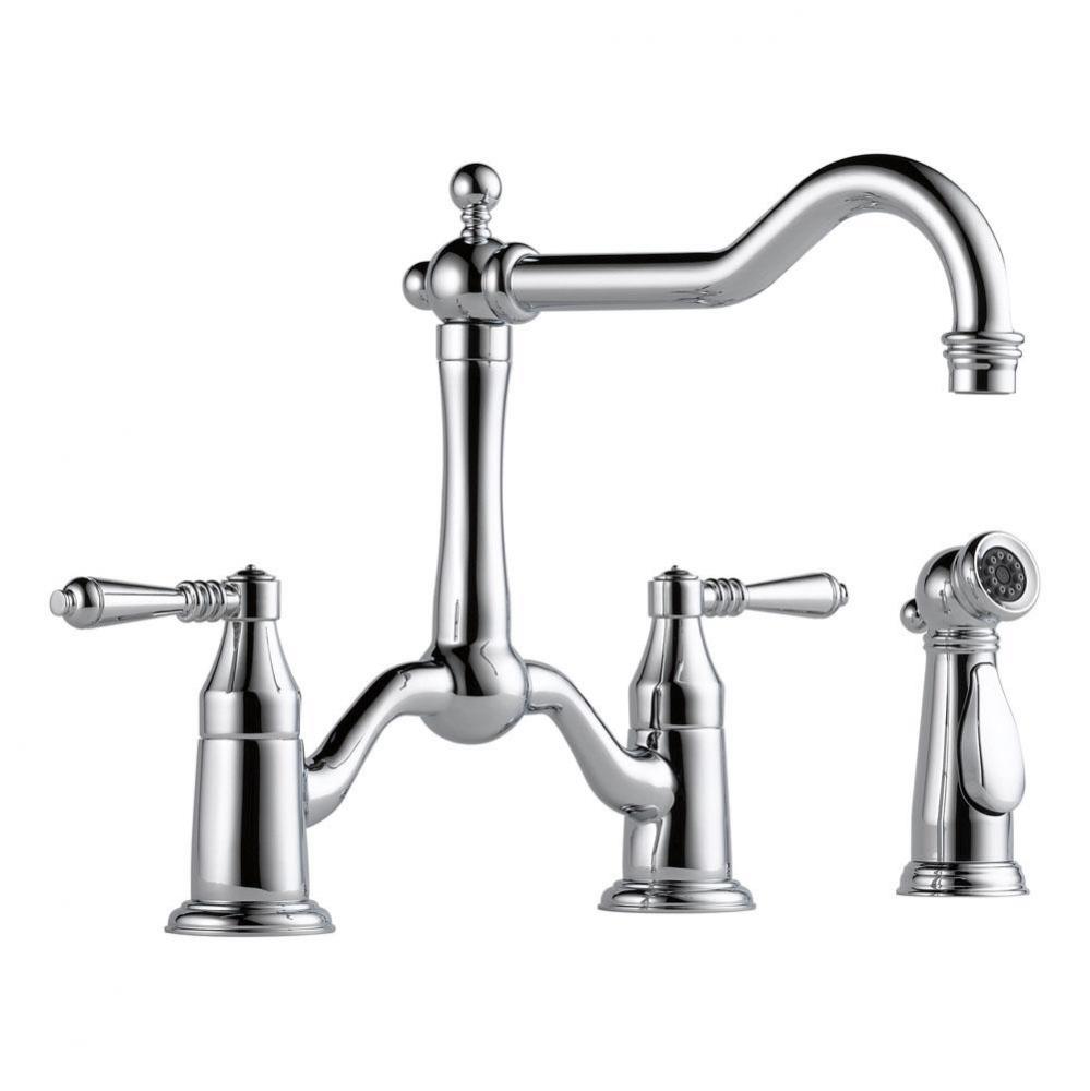 Tresa: Two Handle Bridge Kitchen Faucet with Spray