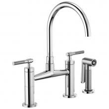 Brizo 62543LF-PC - Litze® Bridge Faucet with Arc Spout and Knurled Handle