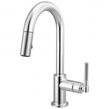 Brizo 63943LF-PC - Litze® Pull-Down Prep Faucet with Arc Spout - Knurled Handle