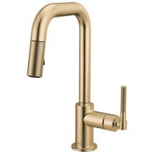 Brizo 63953LF-GL - Litze® Pull-Down Prep Faucet with Square Spout - Knurled Handle