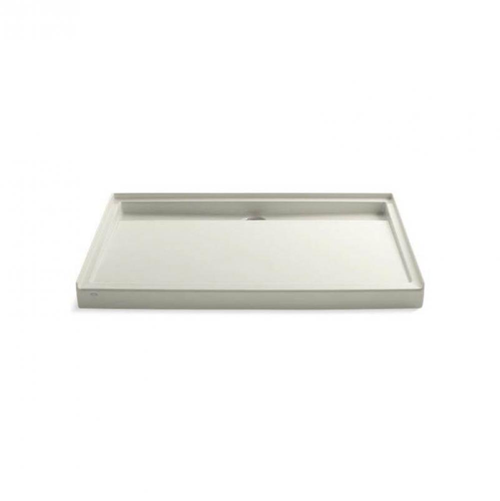 Groove® 60'' x 42'' alcove shower base, rear center drain