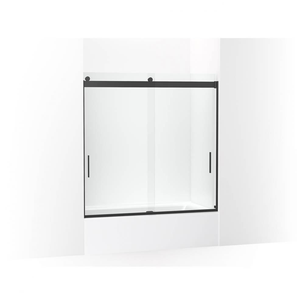 Levity Sliding Bath Door, 59-3/4-in H X 54 - 57-in W, with 1/4-in Thick Crystal Clear Glass