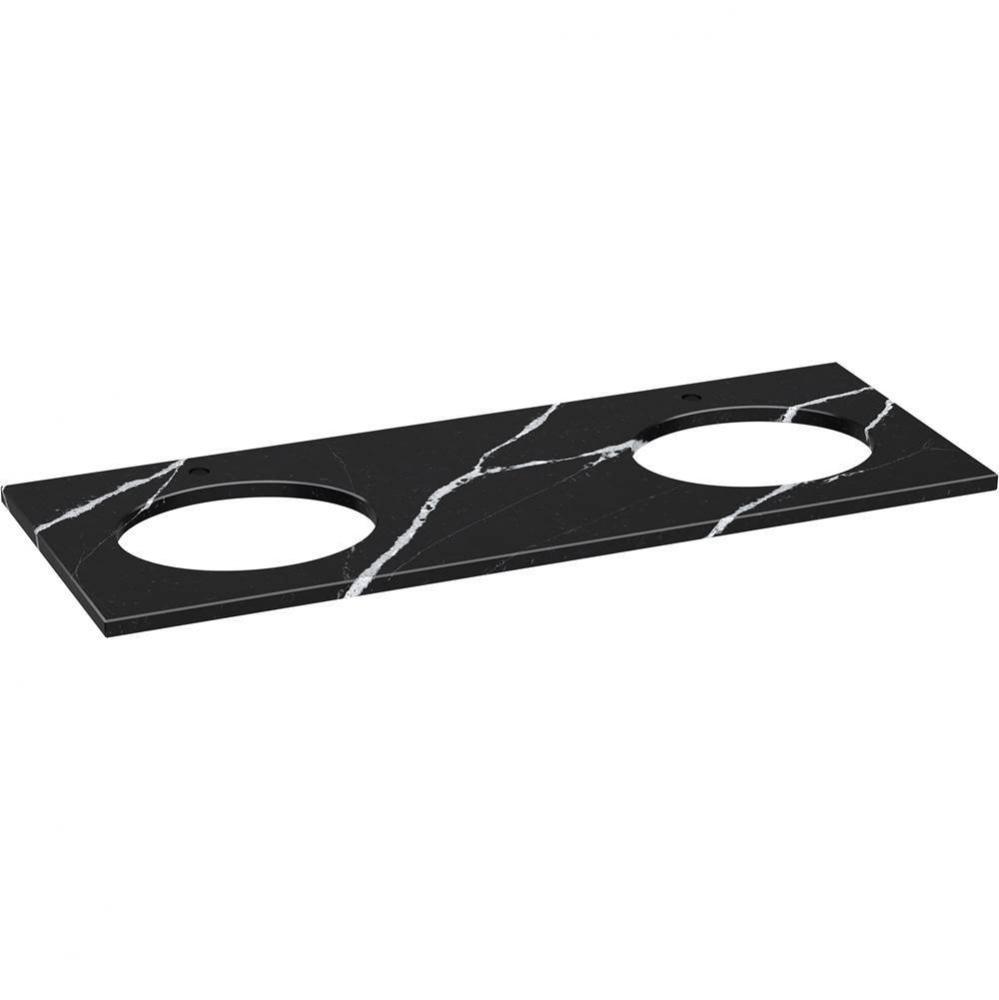 Silestone Quartz 61-in Vanity Top with Double Oval Cutouts
