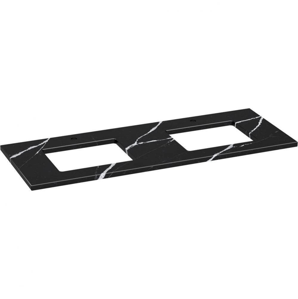 Silestone Quartz 61-in Vanity Top with Double Rectangle Cutouts