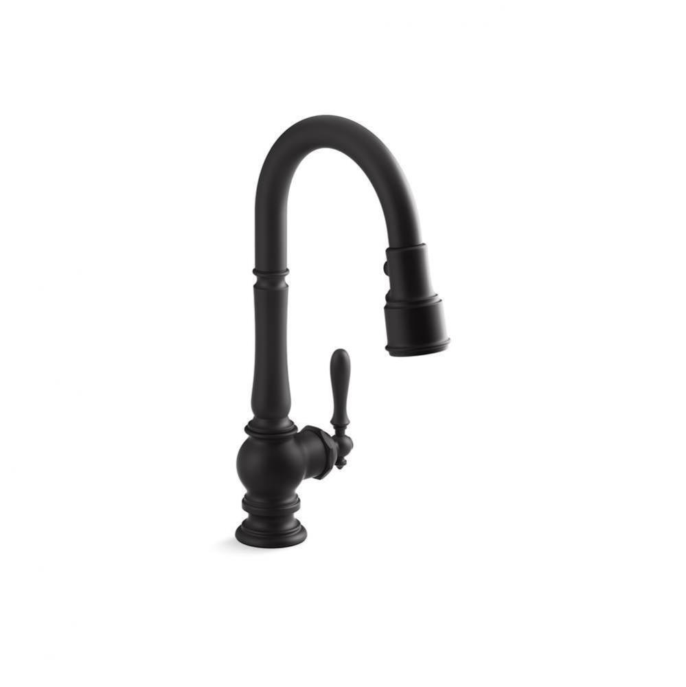 Artifacts® Pull-down kitchen sink faucet with three-function sprayhead